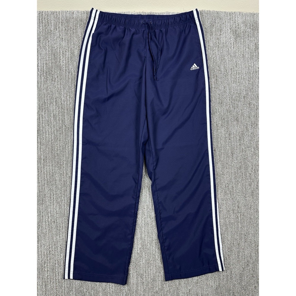 VTG Y2K Adidas Men's Baggy Warm Up Sweatpants Purple White Striped Track Large